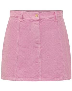 CASABLANCA Monogram Denim Mini Skirt - Pink