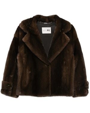 Manzoni 24 Button-Fastening Fur Jacket - Black