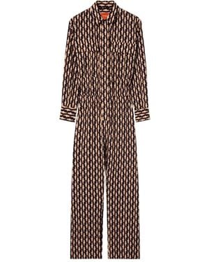 La DoubleJ Aviator Jumpsuit Mit Fish-Print - Blau