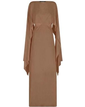FEDERICA TOSI Cape-Sleeve Open-Back Maxi Dress - Natural