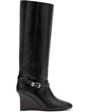 Ganni Bottes En Cuir À Boucle - Noir