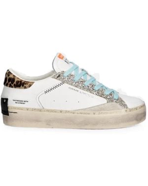 Crime London Glitter-Detail Leopard-Print Trainers - White