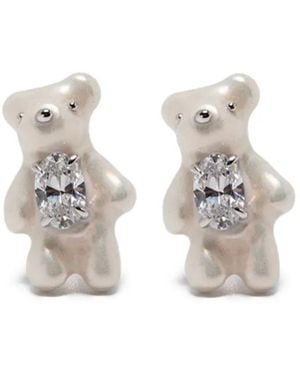 YVMIN Pendientes Con Motivo De Oso - Blanco