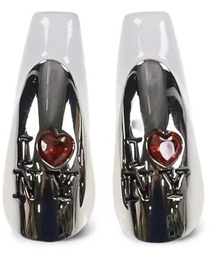 Dheygere I Love Ny Nail-Shaped Earrings - White