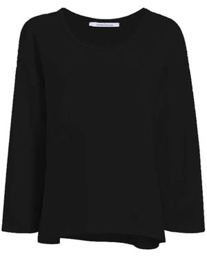 Another Tomorrow Scoop-Neck Sweatshirt - Black