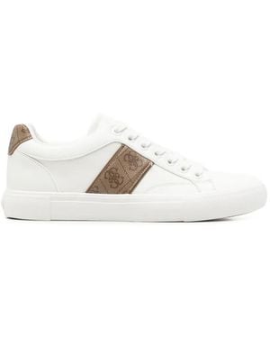 Guess Cribe Logo-Print Leather Sneakers - White