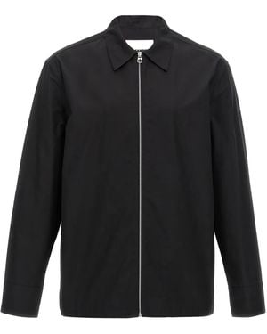 Jil Sander Cotton Gabardine Zip Closure Shirt - Black