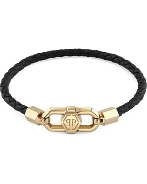 Philipp Plein Leather Clasp Bracelet - メタリック