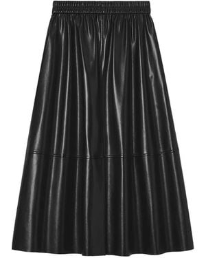 B+ AB Elasticated-Waist Panelled Midi Skirt - Black