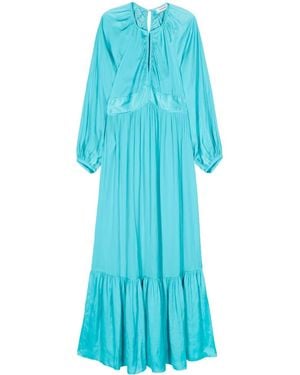 Sandro Keyhole Satin Maxi Dress - Blue