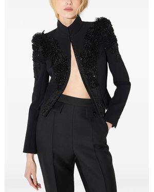 Elisabetta Franchi Double-Layer Crêpe Jacket With Crystals - Black