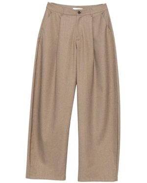 ELEH Pleated Wide-Leg Pants - Natural