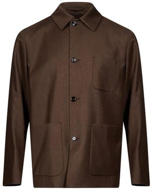 Lardini Patch-Pocket Shirt Jacket - Brown