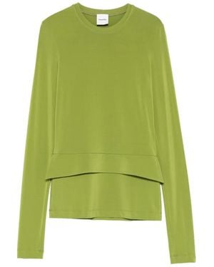 Nanushka Round-Neck Long-Sleeve Top - Green