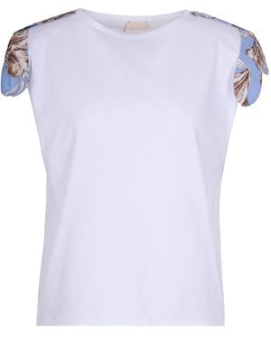 Liu Jo Floral-Sleeve T-Shirt - White