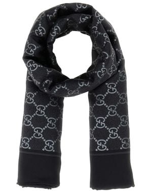 Gucci Logo Silk Scarf - Black