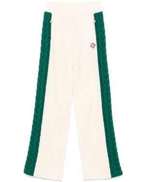 CASABLANCA Logo Wide-Leg Wool-Blend Pants - White