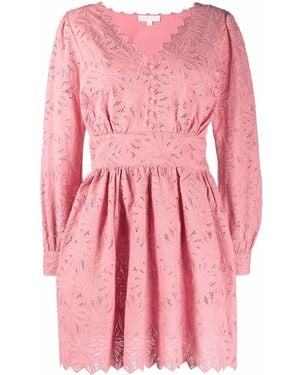 MICHAEL Michael Kors Scalloped-Hem Embroidered Dress - Pink