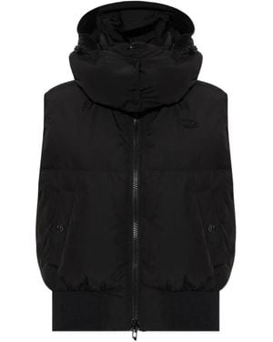 DIESEL Logo Quilted Hooded Gilet - Black