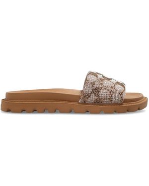 COACH Brynn Crystal-Embellishment Slides - Brown
