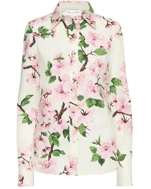 Oscar de la Renta Printed Poplin Shirt - White