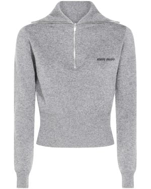 Miu Miu Jersey con media cremallera - Gris
