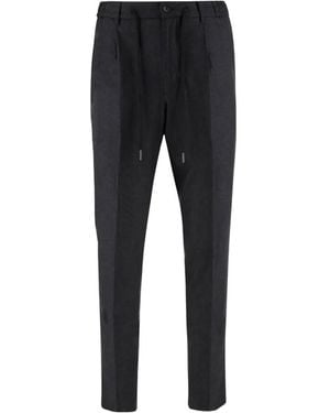 Tagliatore Flat-Front Drawstring Tapered Pants - Black