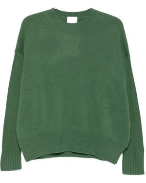 Allude Ribbed-Trim Drop-Shoulder Sweater - Green