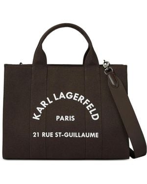KARL LAGERFELD Medium Rue St-Guillaume Square Tote Bag - Black