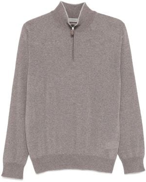 Canali Maglione A Collo Alto Con Zip - Grigio