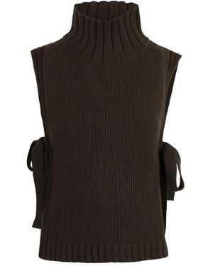 Soeur Top con lazo y cuello alto - Negro