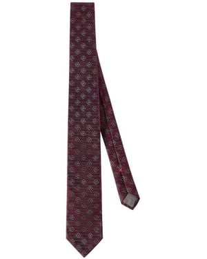 Brunello Cucinelli Silk Tie With Geometric Pattern - Purple