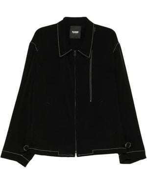 Yohji Yamamoto Crepe-De-Chine Zip-Up Jacket - Black
