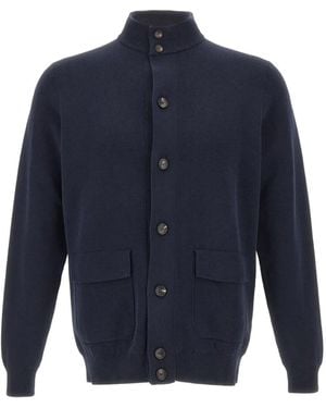 FILIPPO DE LAURENTIIS Button Flap-Pocket Cardigan - Blue