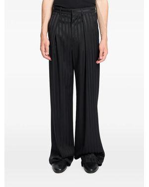 Ann Demeulemeester Striped Pleated Trousers - Black