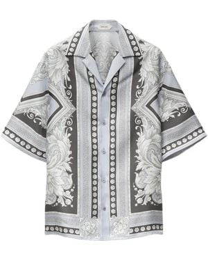 Versace Printed Silk Twill Regular Shirt - Grey