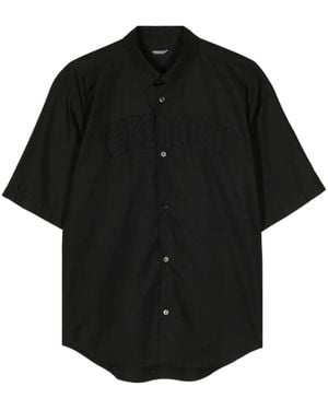 Undercover Embroidered-Motif Poplin Shirt - Black