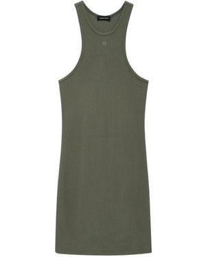 Anine Bing Cole Logo-Embroidered Mini Dress - Green