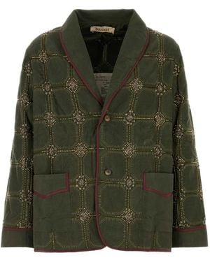 BAZISZT Blazer Latier En Coton À Perles - Green