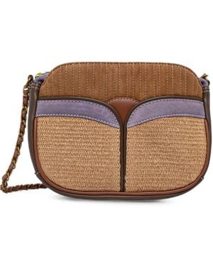 Sessun Devine Woven-Panel Leather Shoulder Bag - Brown