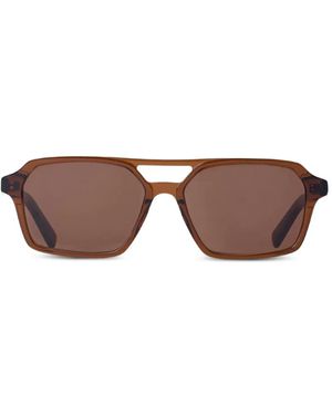 Retrosuperfuture Geometric-Frame Sleek-Lens Sunglasses - Brown