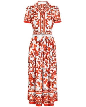 Dolce & Gabbana Majolica-Print Twill Dress - White
