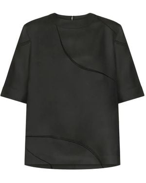 Loulou de Saison Remo Short-Sleeve Blouse - Black