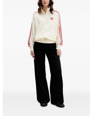 adidas Heart-Embroidered Side-Stripe Jacket - White