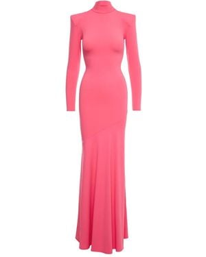 V:PM ATELIER Irma High-Neck Flared Maxi Dress - Pink