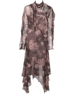 DIESEL Floral-Print Ruffled Midi Dress - Brown