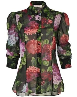 Carolina Herrera Chiffon Blouse Met Print - Groen