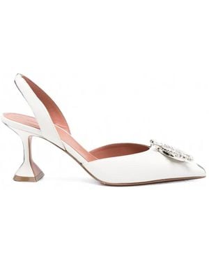 AMINA MUADDI Begum Crystal-Embellished Slingback Court Shoes - White