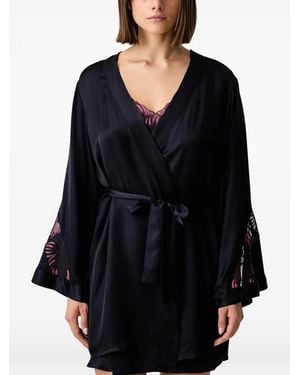 Chantelle Legend Lace-Panelled Belted Robe - Black