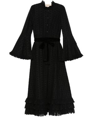 Valentino Garavani Ruffled Bell-Sleeve Dress - Black